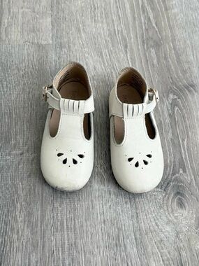 Kids White T-Strap Dress Shoes